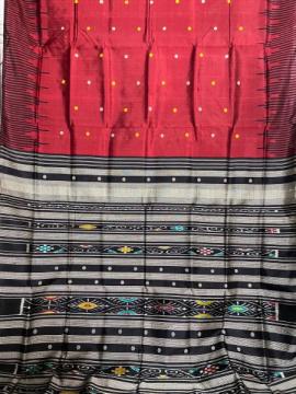 Candle temple border and single Aanchal Berhampuri silk saree with blouse piece