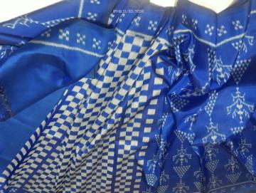 Tribal jhoti theme with pasapalli border and Aanchal ikat weave Khandua Silk Saree