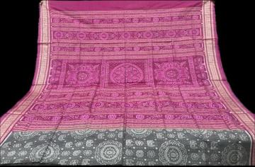 Beautiful flower and elephant motifs Ikat silk saree with blouse piece