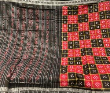 Traditional double Ikat cotton Pasapalli saree without blouse piece