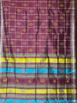 Contemporary design with Pasapalli butis double Aanchal Berhampuri silk saree with blouse piece