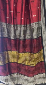 Exclusively woven Habaspuri fish motifs inspired Aanchal Bomkai Silk Saree with blouse piece