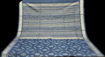 Exclusively woven intricate Ikat work natural dyed silk saree with blouse piece