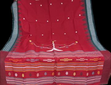 Exclusively woven bird and butterfly motifs Thick cotton Ganjam Bomkai saree with blouse piece