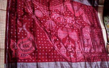 Odisha Handloom Shell Pattern aanchal elephant motif ikat Saree Sari