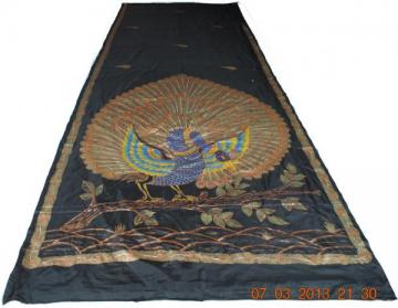 Exquisite Hand Painted traditional Peacock Design Silk Saree