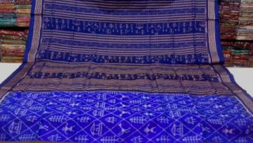 Gorgeous Blue Tribal Work Ikat Saree