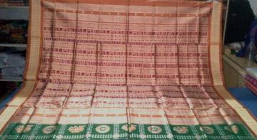 Elephant and wheel motif silk Saree with Blouse Piece