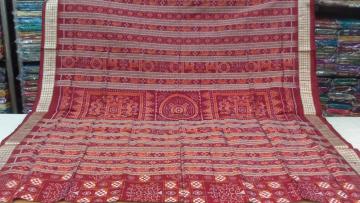Maroon n Rust Pasapalli n Traditional Ikat SIlk Saree With Blouse Piece
