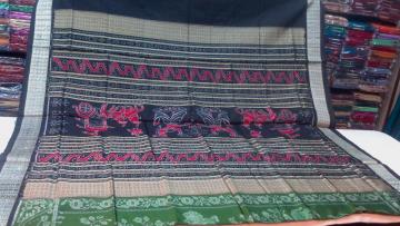 Jungle Theme Ikat Saree in Silk with Blouse Piece