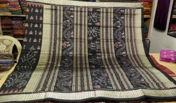 Tribal Work Hand woven Ikat Silk Saree with Blouse Piece