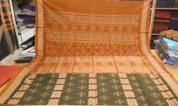 Pasapalli and Traditional Motifs Ikat work Cotton Saree without Blouse Piece