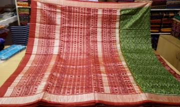 Green Red All over Ikat work Silk Saree with Blouse Piece