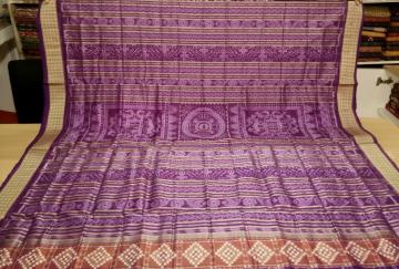 All over Traditional Motifs Ikat work Odisha Handloom Silk Saree with Blouse piece