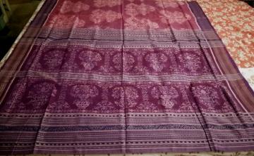 Master Weavers creation Tree motifs fine cotton Ikat Saree with Blouse Piece
