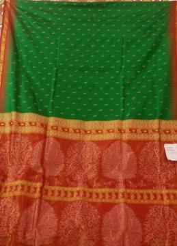 Exclusively Woven Tissue Aanchal Border and Butis Silk Saree with Blouse Piece