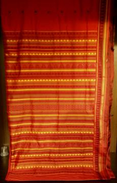 Exclusively Woven Red Silk Dongria Saree with Blouse Piece
