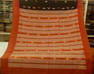 Tribal Bomkai Handwoven Cotton Saree with Blouse Piece