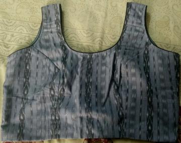 Ikat Sleeveless Stitched Blouse in Cotton