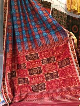 National Award winner weaver S Exclusively woven Cotton Ikat Saree without Blouse Piece