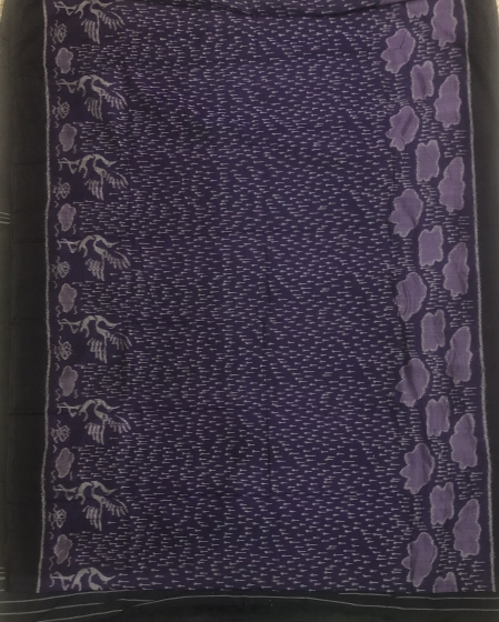 Chataka and rain theme Cotton Ikat Saree with Blouse Piece