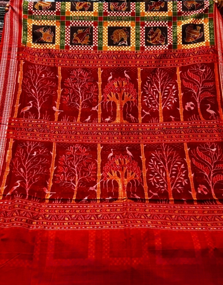 Fish motifs cotton Utkallaxmi Saree without blouse Piece