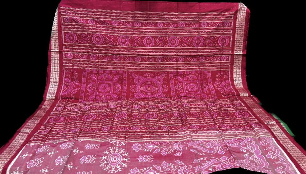 Swan and flower motifs with tribal touch Ikat Silk Saree with blouse piece