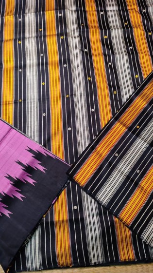 Mauve color Traditional double aanchal Berhampuri silk saree with Blouse piece