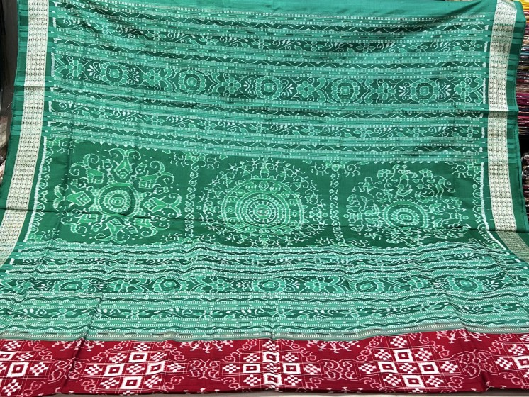 Maroon and green combination tribal motifs Pasapalli Silk Saree with blouse piece
