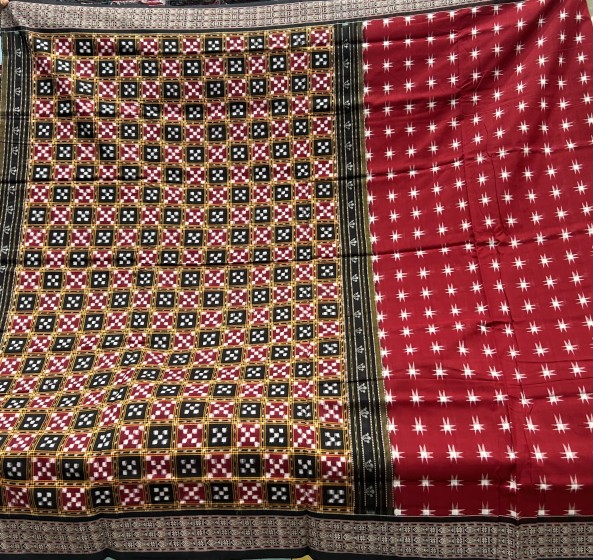 Pasapalli Aanchal and pleats cotton Ikat Patli saree with blouse piece