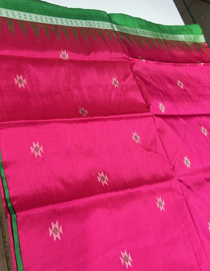Intricately woven firbi design Bomkai silk saree with blouse piece