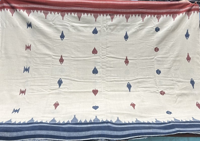 Master weavers creation exquisite thick coarse cotton natural dyed Kotpad Saree with blouse piece